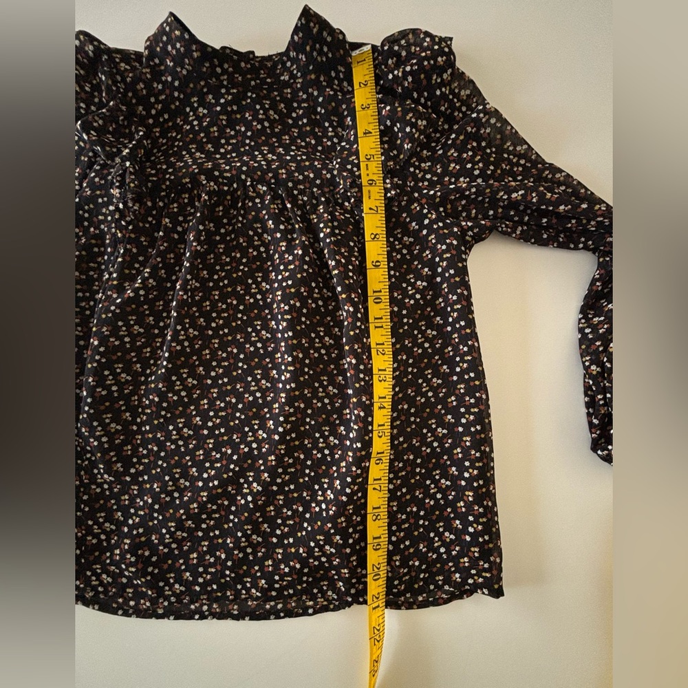 Madewell | Georgette Mockneck Ruffle-Yoke Puff-Sleeve Top | Women's Size XS - Picture 13 of 15